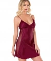 Bordo Kısa Saten Gecelik 8105