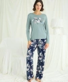 Çiçek Ve Yaprak Desenli Baskılı Pijama Takımı