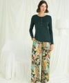 Çiçek Ve Yaprak Desenli Pijama Takımı