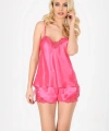 Fuşya Saten Babydoll Şortlu Takım - 279
