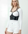 Göğüs Detaylı Deri Harness Büstiyer, Şık Deri Korse - Brf872