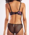Golshan Gardenia Mini Slip, Kadın Dantelli Çiçek Baskılı Siyah Normal Bel Külot
