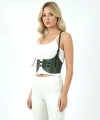 Haki Renk Kalın Kadın Kemeri, Deri Kemer Harness - Brf605