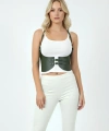 Haki Renk Kalın Kadın Kemeri, Deri Kemer Harness - Brf605