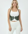 Haki Renk Kalın Kadın Kemeri, Deri Kemer Harness - Brf605