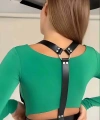 Halka Detaylı Omuzdan Askılı Ayarlanabilir Şık Deri Bel Harness - Brf643