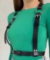 Halka Detaylı Omuzdan Askılı Ayarlanabilir Şık Deri Bel Harness - Brf643