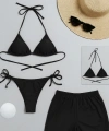 Kadın 3lü Set Siyah Şortlu Ve Yandan Bağlamalı Bikini Mayo Takımı