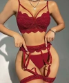 Kadın Bordo Dantel Detaylı Jartiyer Takım