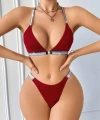Kadın Bordo Love Yazılı Arkası Çarpraz Mayo Bikini 5169
