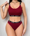 Kadın Bordo Love Yazılı Mayo Bikini