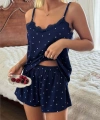 Kadın Dantel Detaylı Lacivert Şortlu Pijama Takım 5186