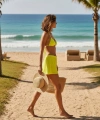 Kadın Fosforlu Şortlu Belden Ve Boyundan Bağlamalı Bikini Takımı