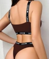 Kadın Kahverengi Love Yazılı Mayo Bikini