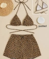 Kadın Leopar Desenli Şortlu Belden Ve Boyundan Bağlamalı Bikini Takımı