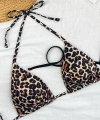 Kadın Leopar Desenli Ve Siyah Minimal Kesim Üçgen Bikini Üstü