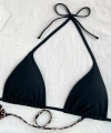 Kadın Leopar Desenli Ve Siyah Minimal Kesim Üçgen Bikini Üstü