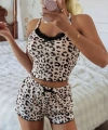 Kadın Leopar Detaylı  Şortlu Pijama Takım 5187