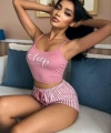 Kadın Pembe Çizgili Desen Askılı Şortlu Pijama Takım 9002