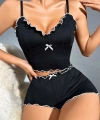Kadın Siyah Fitilli Askılı Şortlu Pijama Takım 6659