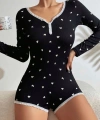 Kadın Siyah Kalp Desenli Pijama Tulumu 5122