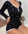 Kadın Siyah Kalp Desenli Pijama Tulumu 5122