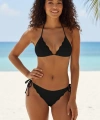 Kadın Siyah Pedli Bel Ve Boyundan Bağlamalı Dantelli Şık Bikini Takımı