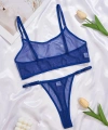 Mavi Transparan Tül Bralet Tanga İç Giyim Takımı