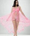 Pembe Petli Tül Şifon Gecelik - 230