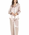 Pudra İkili Saten Gecelik Pijama Takımı 7647