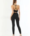Siyah  3921 Soft Seamless Ripli Tayt Yoga Takımı