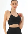Siyah  3921 Soft Seamless Ripli Tayt Yoga Takımı