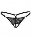 Siyah Dantelli Özel Bölgesi Açık G-String TM1167