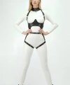 Siyah Göğüs Harness Deri Tokalı Vücut Korse - Brf1402