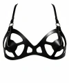 Siyah Göğüs Harness Oyuk Kesimli Deri Bralet - Brf1155