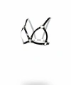 Siyah Göğüs Harness Suni Deri O-halkalı Bralet - Brf190