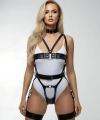 Siyah Harness Takım Deri Tam Vücut Boyunluklu - Brf1378
