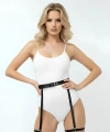 Siyah Jartiyer Harness Tokalı Deri Bacak Aksesuarı - Brf129