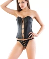 Siyah Mı 9106 Deri Büstiyer Korse Takım
