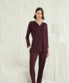 Uzun Kollu Boydan Düğmeli V Yaka Pijama Takımı
