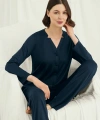 Uzun Kollu Boydan Düğmeli V Yaka Pijama Takımı