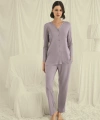 Uzun Kollu Düğmeli V Yaka Pijama Takımı