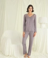Yakası Kolu Ve Omzu Dantelli Boydan Düğmeli Pijama Takımı