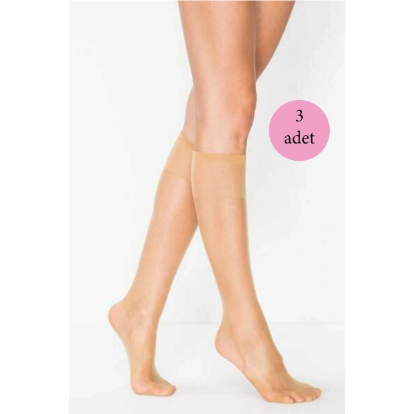 3 Adet Süper Ince 15 Den Mat Pantolon Çorabı Ten