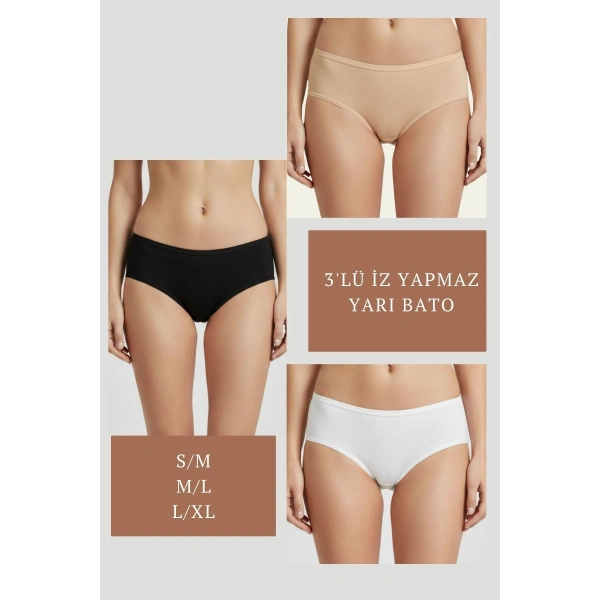 3lü Set Külot-siyah-beyaz-ten Dor2850
