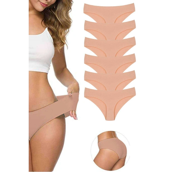 6 Adet Kadın Dikişsiz Lazer Kesim Esnek İz Yapmayan Külot Ten