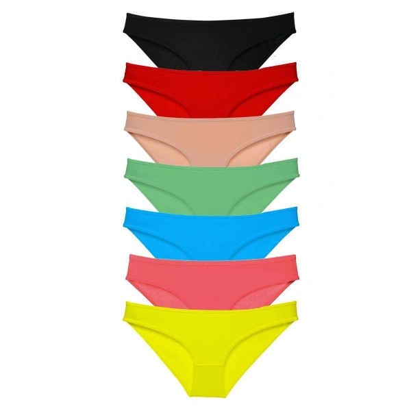 7 Adet Süper Eko Set Likralı Kadın Slip Külot Çok Renkli