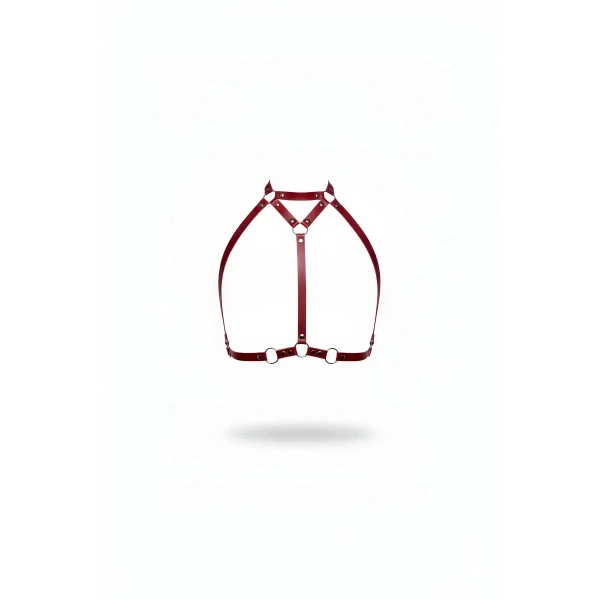Bordo Göğüs Harness Deri Yüksek Yaka Vücut Aksesuarı - Brf245