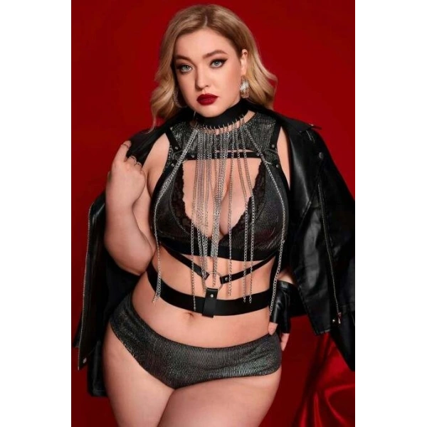 Boyundan Zicirli Asıklı Göğüs Harness - Brf947