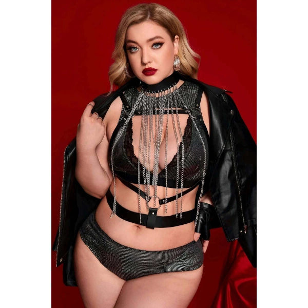 Boyundan Zicirli Asıklı Göğüs Harness - Brf947